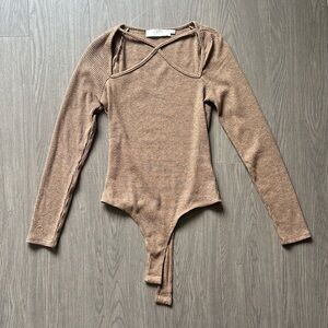 ASTR the Label Brown Ribbed One Piece